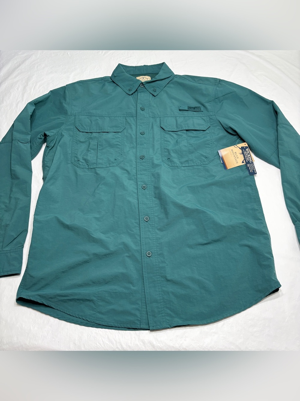 Blue Mountain Blue Long Sleeve Vented Nylon Fishing Shirt Men’s Medium New